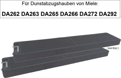 Produktbild von Aktivkohlefilter passend für Miele Dunstabzugshauben DA262, DA263, DA265, DA266, DA272, DA292 / Originalbezeichnung DKF4 - 2 Stück