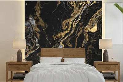 Produktbild von MuchoWow® Fototapete für Wohnzimmer oder Schlafzimmer Wandtapete Vinyl Motivtapete Marmor - Silber - Gold - Abstrakt - 300x300 cm - Wanddekoration