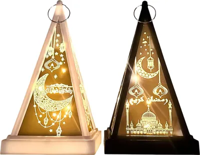 Produktbild von Ramadan LED Dekorationslaternen Mubarak EID 2 Stück Schwarz Weiß