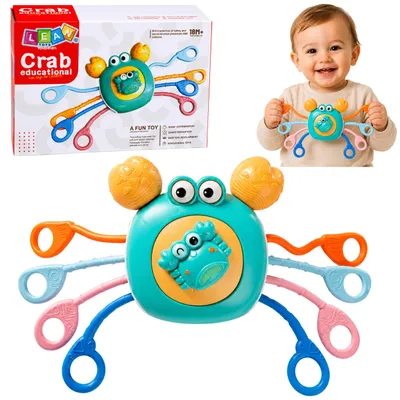 Produktbild von Krabben-Sensorik-Lernspielzeug für Kleinkinder, Rassel-Beißring, Blau