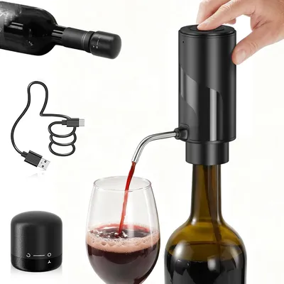 Productafbeelding van Elektrische wijnschenktuit - Oplaadbare wijndispenser met USB-kabel en afsluitbare wijnstopper - Cadeau voor wijnliefhebbers