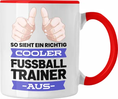 Produktbild von Trendation - Bester Fussballtrainer Geschenk Tasse Danke Fußball Coach Geschenkidee Geburtstag Weihnachten Spruch (Rot)