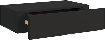 Zdjęcie produktu dla Półka Ścienna Z Szufladą, Czarna, 40 X 23,5 X 10 Cm, Mdf Lumarko!