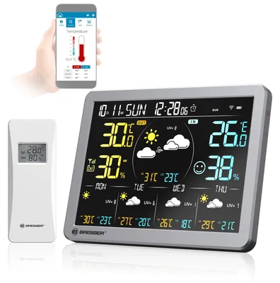 Produktbild von Wetterstation Bresser 4CAST SG WLAN mit Außensensor, Tuya App, digital