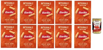 Produktbild von Barilla Integrale Tortiglioni – Vollkorn Hartweizennudeln, gerillte Röhren,100% Vollkorn, ballaststoffreich – al dente 11 Min, ideal für Tomatensaucen, Ragù & Gemüse 10x 500 g + Italian Gourmet polpa