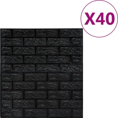 Obrázok produktu pre vidaXL 3D tapety Brick Samolepiace 40 ks Čierna