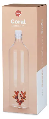 Glasflasche mit Korallenfigur, Borosilikat, 1,2 L, 30 cm