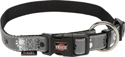 Produktbild von TRIXIE Silver Reflect Halsband, S–M: 30–45 cm / 15 mm, schwarz / silbergrau