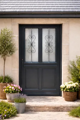 Immagine prodotto di Porta d'ingresso in legno con vetrata Sobra, H.215xL.90 cm, lato pannello, apertura destra, GD MENUISERIES