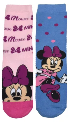 Produktbild von Disney Minnie Mouse ABS Socken für Mädchen - Kinder Kindersocken Stoppersocken antirutsch Söckchen Rosa/Blau (2er Pack) 23-26