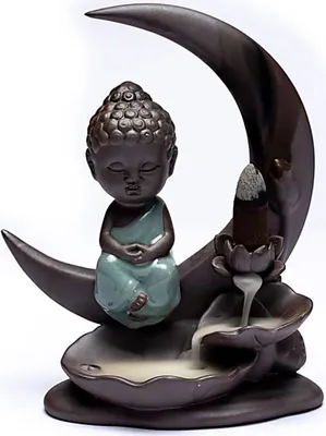 Produktbild von Rückfluss-Räuchergefäß Buddha auf Mond – 16,5 x 13 x 6 cm