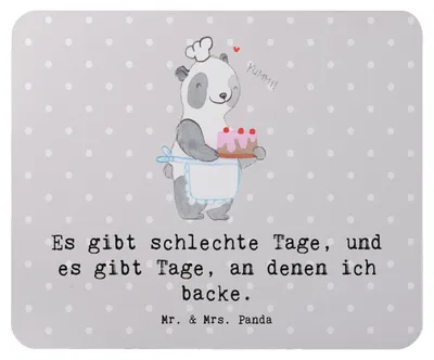 Produktbild von Mr. & Mrs. Panda Mouse Pad Panda Backen - Grau Pastell - Geschenk, Mousepad, Mauspad, computermatte, Hobbybäcker, pc mausunterlage, mousematte, Kuchen