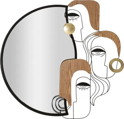 Image de FURNLUX miroir mural Picassy noir 83cm / Couleur principale : noir / Dimensions : 83 x 80 x 80 cm