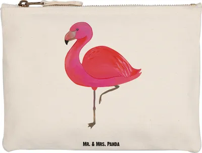 Produktbild von Mr. & Mrs. Panda Kosmetiktasche Flamingo Classic Grösse XL Große - Weiß - Geschenk, Prächtig, Spruch, Rosa, pencil case, Mäppchen, Freundin, Kulturbeutel, Federmappe, Ich