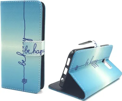 Produktbild von Handyhülle Tasche für Case Handy Samsung Galaxy S7 Case Schriftzug Be Happy Blau