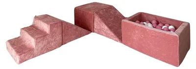 Image de MONIO for kids Jeu en mousse 5 éléments avec mini piscine à balles velours rose