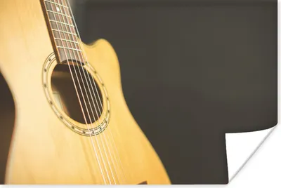 Produktbild von MuchoWow® Poster Halbseitenansicht einer akustischen Gitarre 180x120 cm - Fotoplakat
