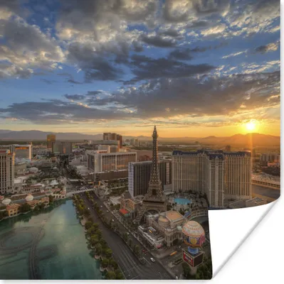 Produktbild von MuchoWow® Poster Sonnenaufgang - Las Vegas - Stadt 50x50 cm - Wohnzimmerdekoration