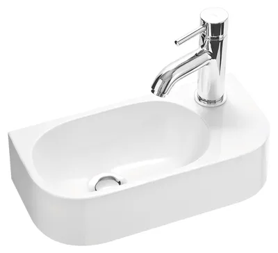 Obrázek produktu pro Umyvadlo na WC pro hosty PARK 40x20 cm z minerální litiny k montáži na stěnu nebo na desku s otvorem pro baterii vpravo