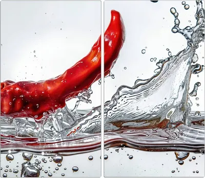 Produktbild von Spritzschutz Herdabdeckplatte Schneidebrett aus Glas Chiliim Wasser 2-Teilig (60x52cm)