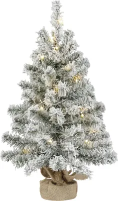Produktbild von Everlands Mini Weihnachtsbaum im Jutesack 60 cm grün weiß beleuchtet warmweiß