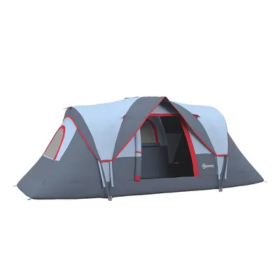 Produktbild von Campingzelt mit Heringen Wasserdicht Tunnelzelt Kuppelzelt für 5-6 Personen Outdoor-Abenteuer 4,55 x 2,3 x 1,8 m Hellgrau