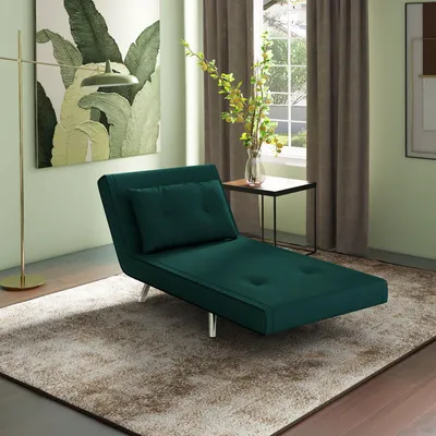 Zdjęcie produktu dla HOMCOM 3 w 1 rozkładana sofa z funkcją spania, regulowana poduszka oparcia, fotel relaksacyjny w aksamitnym wyglądzie, fotel gościnny do salonu, sypialni, 77 x 88 x 83 cm, ciemnozielony
