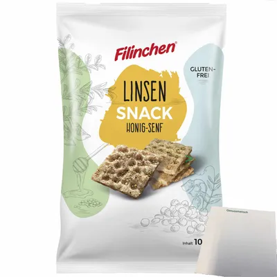 Produktbild von Filinchen Erbsen-Snack Honig Senf Cracker (100g Packung) + usy Block
