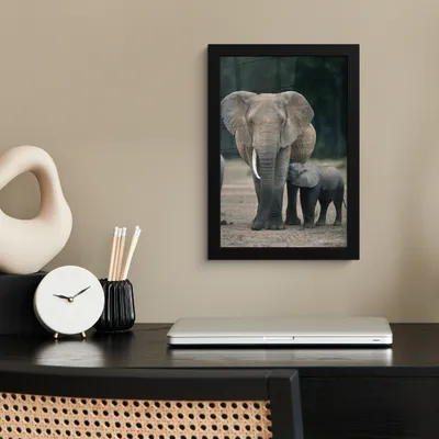 Produktbild von MuchoWow® MuchoWow® Gerahmtes Poster Elefant - Tiere - Flachland - Natur 20x30 cm - Poster mit zchwarzem Bilderrahmen - Drucken - Bilder Poster im Rahmen