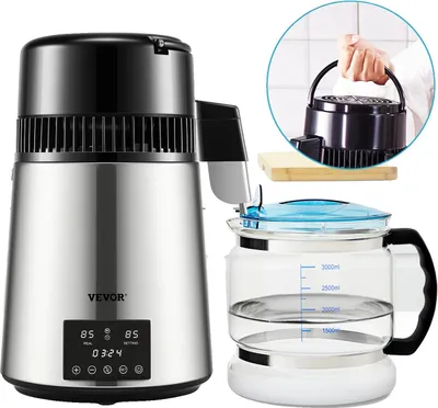 Obrázek produktu pro Destilátor vody, nerezová ocel 304, uživatelsky přívětivé ovládání, stříbrná barva