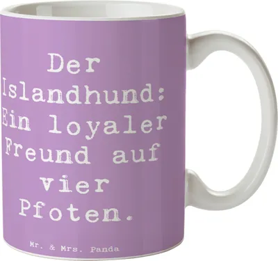 Produktbild von Mr. & Mrs. Panda Tasse Spruch Treuer Islandhund - Lavendeltraum - Geschenk, Kaffeebecher, Hunderasse, Henkelbecher, intelligenter Hund, Freund, Teetasse, liebevolle Hunde