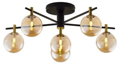Obrázek produktu pro Stropní lampa FIGARO v černé, zlaté a jantarové barvě, 6xG9x8W, kov, rozměry: 34x76x76 cm, IP20, Jupiter