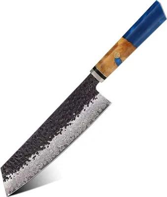 Image de Couteau de cuisine damassé Kiritsuke - Bleu foncé KP37596