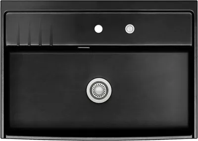 Produktbild von Elementspüle KeraDomo KENTRO 90 in NERO mit Excenterbedienung / 600 mm AP-Tiefe / systemceram / Keramikspüle