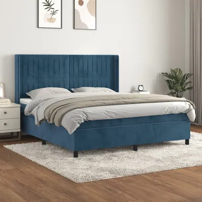 Produktbild von Boxspringbett mit Matratze Dunkelblau 160x200 cm Samt