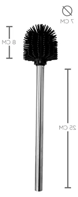 Produktbild von Silikon Toilettenbürste schwarz mit Edelstahlgriff - Ersatztoilettenbürste (2 Bürsten)