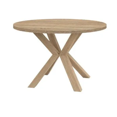 Image de Table ronde à rallonges pour salle à manger RAL avec pieds en bois, style loft, industriel, diamètre : 100/200 cm, couleur : chêne sonoma