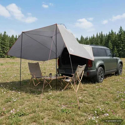 Produktbild von Autozelt Grau und Orange 350 x 250 cm Polyester und Stahl - Campingzelte c2547