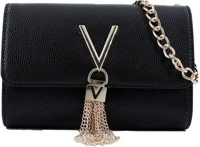 Produktbild von Elegante Schwarze Damenhandtasche mit Kettenriemen und Logo-Detail