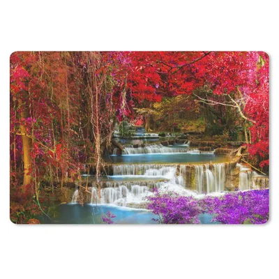 Produktbild von MuchoWow® Schreibtischunterlage Wasserfall - Rosa - Bäume 60x40 cm - XXL Mauspad - Großes Mauspad