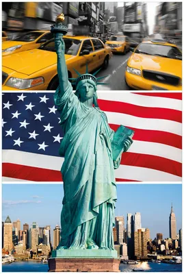 Produktbild von Wallario Premium Glasbild, freischwebende Optik, kräftige Farben, Größe 90 x 60 cm Motiv New York Collage