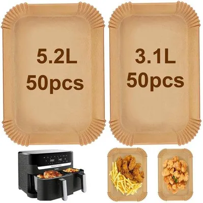 Zdjęcie produktu dla 100 sztuk papieru do pieczenia do frytkownicy na gorące powietrze o pojemności 5,2/3,1 l, akcesoria do frytkownicy na gorące powietrze, papier do pieczenia do frytkownicy na gorące powietrze