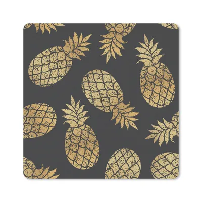 Produktbild von MuchoWow® Mauspad Mousepad Ananas - Gold - Muster 20x20 cm - Mousepads - Maus Mat - Pad - Mausunterlage - Desk Mat - Bureauartikeln