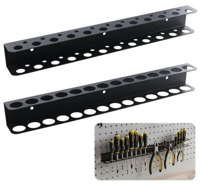 Zdjęcie produktu dla Organizer na narzędzia - Uchwyt ścienny - 40 cm - Stal - 2 sztuki - Na garaż i warsztat