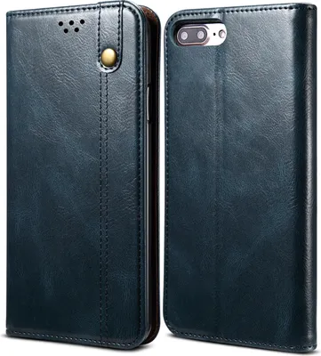 Produktbild von iPhone 8 Plus Hülle, LaimTop Leder Flip Brieftasche Schutzhülle für iPhone 8 Plus/7 Plus/6s Plus/6 Plus Blau