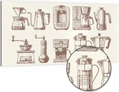 Produktbild von DEQORI Hybrid Leinwand Bild 100x50 cm 'Kaffeekunstwerke' Wandbild Glas flach modern