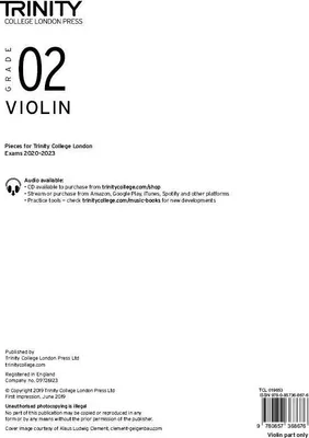 Produktbild von Trinity College London Violin Exam Pieces From 2020: Grade 2 (part only)