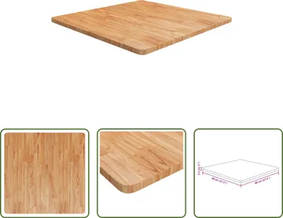 Immagine prodotto di The Living Store Piano del tavolo quadrato marrone chiaro 80x80x2,5cm Rovere trattato