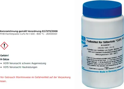 Zdjęcie produktu dla Topnik Felder do lutów srebrnych CuFe No.1 Temperatura pracy 500-800 C - 261000551