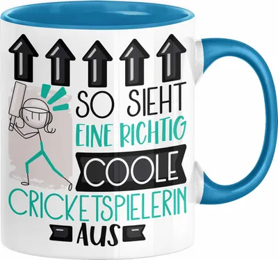 Produktbild von Cricketspielerin Geschenk Tasse Geschenkidee für Cricketspielerin Geburtstag Weihnachten Spruch So Sieht Eine Richtig Coole Cricketspielerin Aus Kaffee-Becher  (Blau)